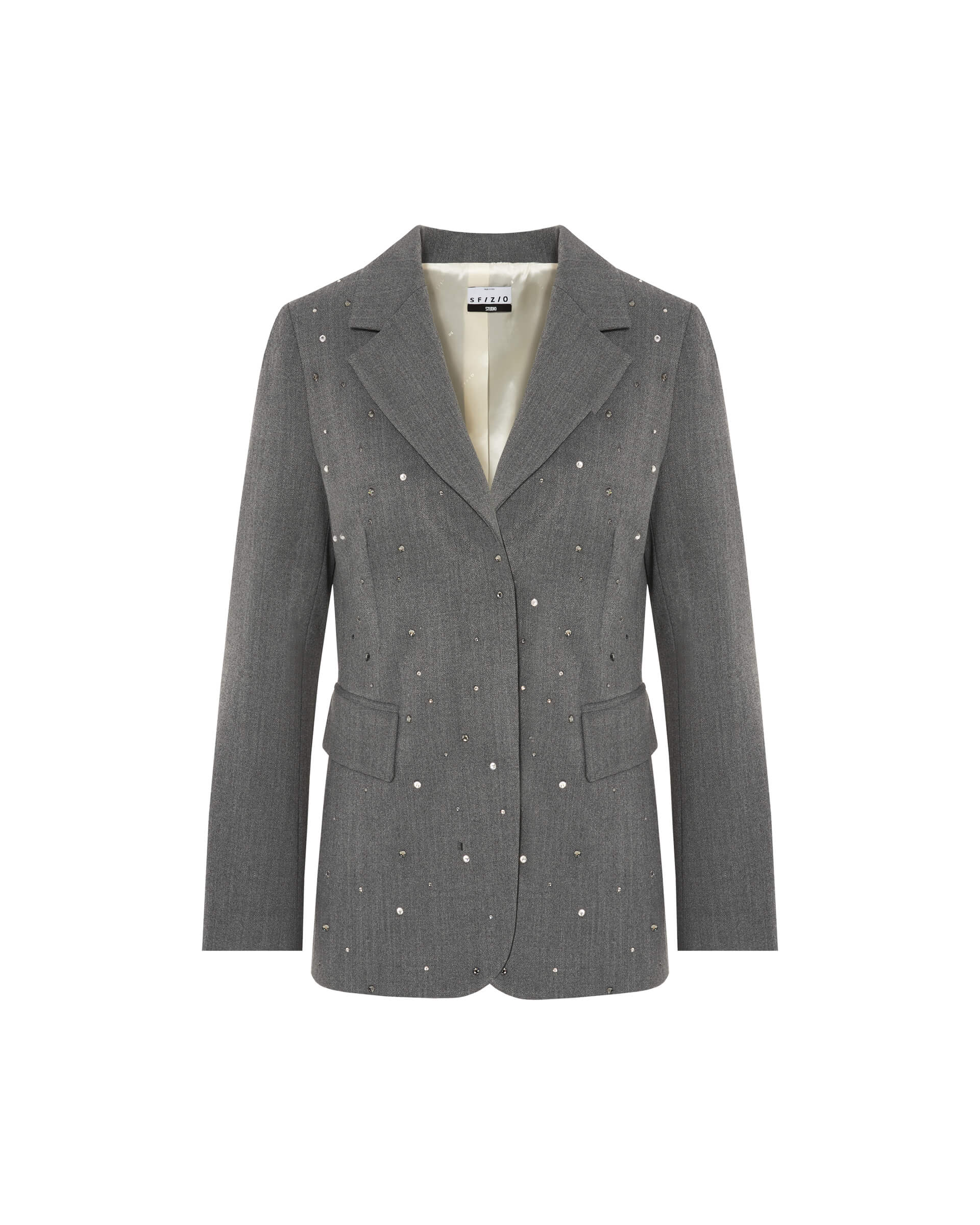 SINGLE-BREASTED BLAZER WITH RHINESTONES